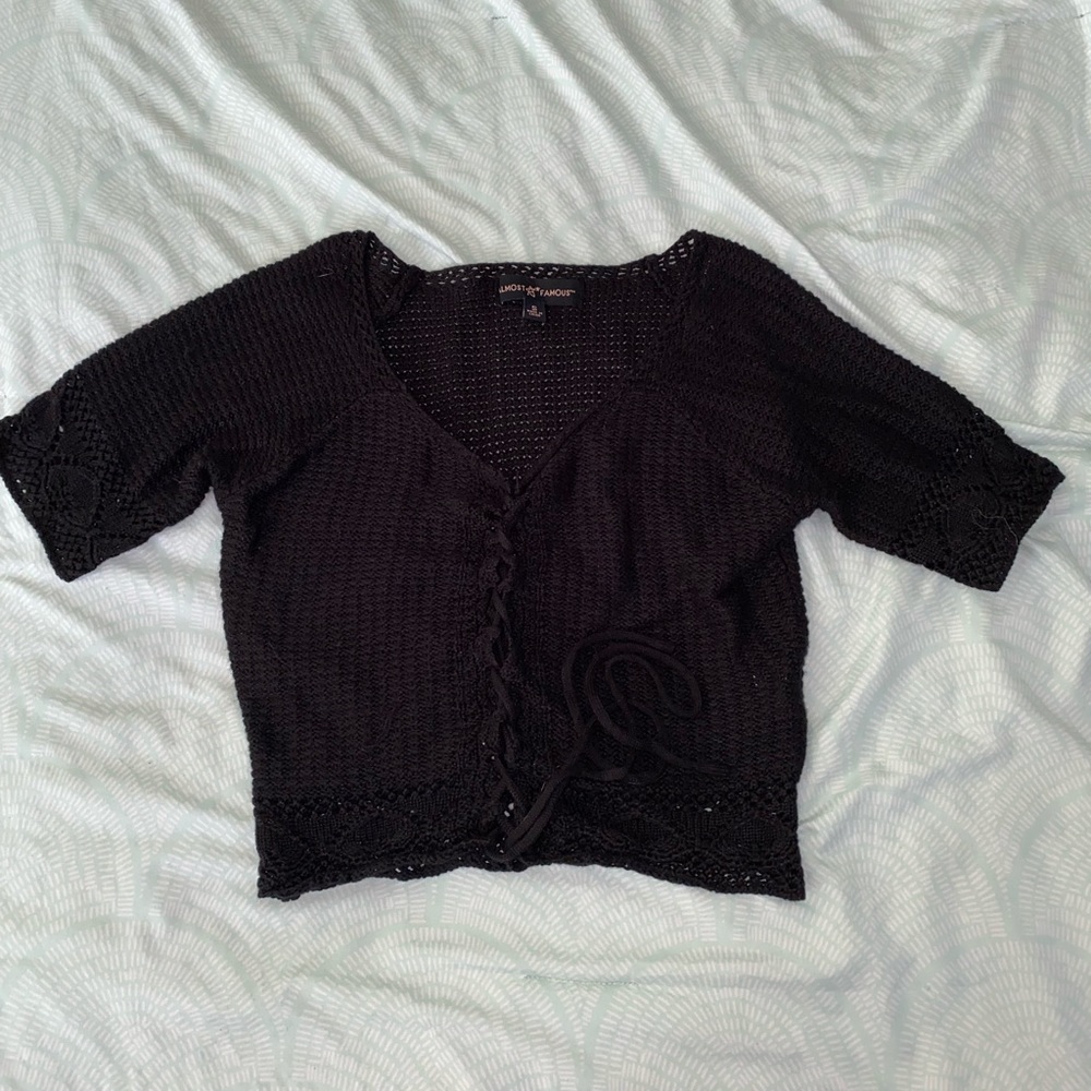 Black Cotton Crop Top.